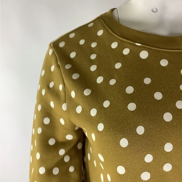 Madewell Sz S Banded Sweatshirt In Polka Dot Print Gold Cotton Polyester - Picture 3 of 7